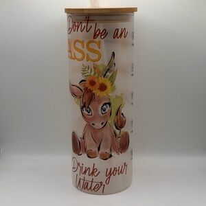 Cute Donkey Glass 20 oz sublimation tumbler